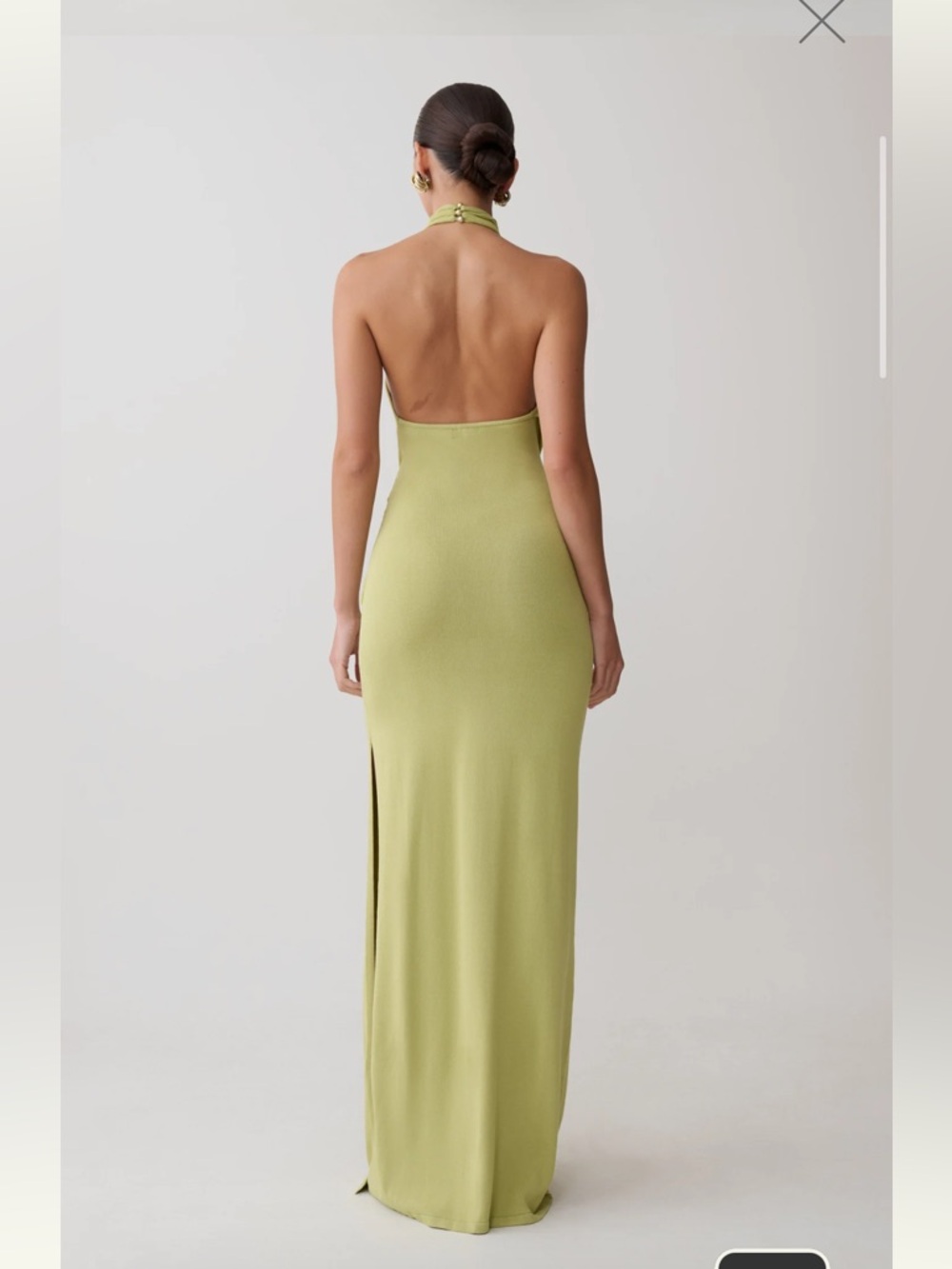 Meshki Cindylou Halter Knit Maxi Dress - Light Olive - Picture 2 of 3